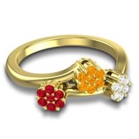Simple Floral Pave Padmadi Ring