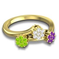 Simple Floral Pave Padmadi Ring