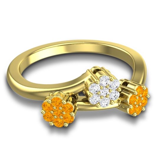 Simple Floral Pave Padmadi Ring