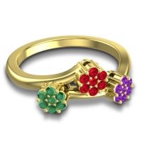 Simple Floral Pave Padmadi Ring
