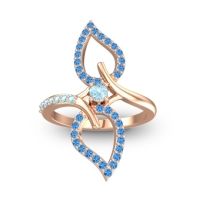 Aquamarine Fashion Ring In 14K Rose Gold With Swiss Blue Topaz – Pallava Statement Ring