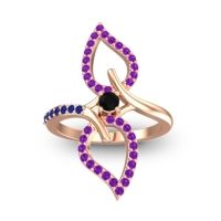 Black Onyx Fashion Ring In 14K Rose Gold With Amethyst And Blue Sapphire – Pallava Statement Ring