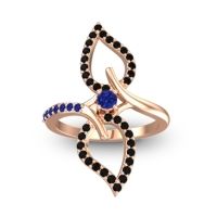 Blue Sapphire Fashion Ring In 14K Rose Gold With Black Onyx – Pallava Statement Ring