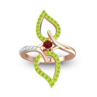 Garnet Fashion Ring In 14K Rose Gold With Peridot And Aquamarine – Pallava Statement Ring