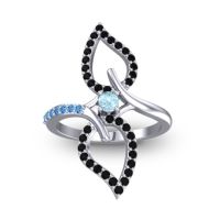 Aquamarine Fashion Ring In 14k White Gold With Black Onyx And Swiss Blue Topaz – Pallava Statement Ring