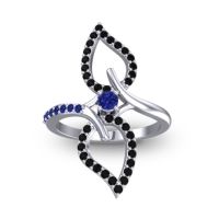 Blue Sapphire Fashion Ring In 14k White Gold With Black Onyx – Pallava Statement Ring