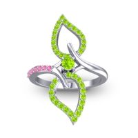 Peridot Fashion Ring In 14k White Gold With Pink Tourmaline – Pallava Statement Ring