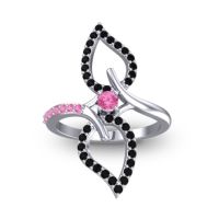 Pink Tourmaline Fashion Ring In 14k White Gold With Black Onyx – Pallava Statement Ring