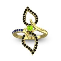 Peridot Fashion Ring In 14k Yellow Gold With Black Onyx And Blue Sapphire – Pallava Statement Ring