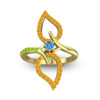 Swiss Blue Topaz Fashion Ring In 14k Yellow Gold With Citrine And Peridot – Pallava Statement Ring