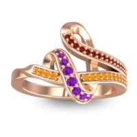 Amethyst Fashion Ring In 14K Rose Gold With Garnet And Citrine – Jatila Simple Ring