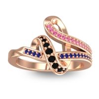 Black Onyx Fashion Ring In 14K Rose Gold With Pink Tourmaline And Blue Sapphire – Jatila Simple Ring