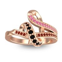 Black Onyx Fashion Ring In 14K Rose Gold With Pink Tourmaline And Garnet – Jatila Simple Ring