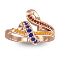 Blue Sapphire Fashion Ring In 14K Rose Gold With Garnet And Citrine – Jatila Simple Ring