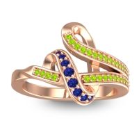 Blue Sapphire Fashion Ring In 14K Rose Gold With Peridot – Jatila Simple Ring