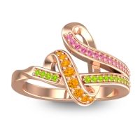 Citrine Fashion Ring In 14K Rose Gold With Pink Tourmaline And Peridot – Jatila Simple Ring