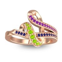 Peridot Fashion Ring In 14K Rose Gold With Amethyst And Blue Sapphire – Jatila Simple Ring