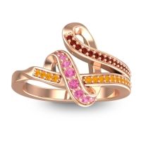 Pink Tourmaline Fashion Ring In 14K Rose Gold With Garnet And Citrine – Jatila Simple Ring