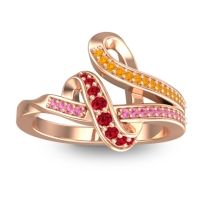 Ruby Fashion Ring In 14K Rose Gold With Citrine And Pink Tourmaline – Jatila Simple Ring