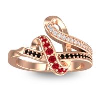 Ruby Fashion Ring In 14K Rose Gold With Lab Diamond And Black Onyx – Jatila Simple Ring