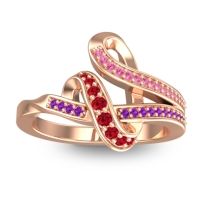 Ruby Fashion Ring In 14K Rose Gold With Pink Tourmaline And Amethyst – Jatila Simple Ring