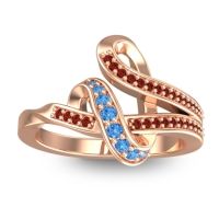 Swiss Blue Topaz Fashion Ring In 14K Rose Gold With Garnet – Jatila Simple Ring