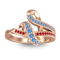 Swiss Blue Topaz Fashion Ring In 14K Rose Gold With Ruby – Jatila Simple Ring