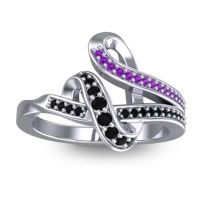 Black Onyx Fashion Ring In 14k White Gold With Amethyst – Jatila Simple Ring