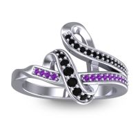 Black Onyx Fashion Ring In 14k White Gold With Amethyst – Jatila Simple Ring