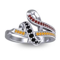 Black Onyx Fashion Ring In 14k White Gold With Garnet And Citrine – Jatila Simple Ring