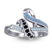 Black Onyx Fashion Ring In 14k White Gold With Swiss Blue Topaz And Aquamarine – Jatila Simple Ring