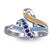 Blue Sapphire Fashion Ring In 14k White Gold With Citrine And Swiss Blue Topaz – Jatila Simple Ring