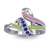Blue Sapphire Fashion Ring In 14k White Gold With Pink Tourmaline And Peridot – Jatila Simple Ring
