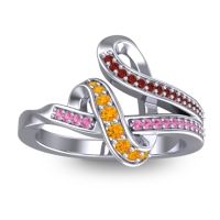Citrine Fashion Ring In 14k White Gold With Garnet And Pink Tourmaline – Jatila Simple Ring