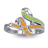 Citrine Fashion Ring In 14k White Gold With Peridot – Jatila Simple Ring