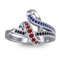 Garnet Fashion Ring In 14k White Gold With Blue Sapphire And Black Onyx – Jatila Simple Ring