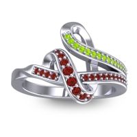 Garnet Fashion Ring In 14k White Gold With Peridot – Jatila Simple Ring