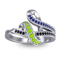 Peridot Fashion Ring In 14k White Gold With Blue Sapphire And Black Onyx – Jatila Simple Ring