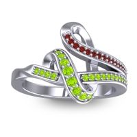Peridot Fashion Ring In 14k White Gold With Garnet – Jatila Simple Ring