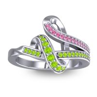 Peridot Fashion Ring In 14k White Gold With Pink Tourmaline – Jatila Simple Ring