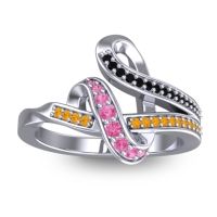 Pink Tourmaline Fashion Ring In 14k White Gold With Black Onyx And Citrine – Jatila Simple Ring