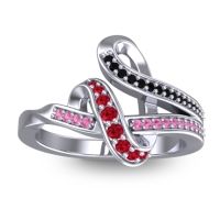 Ruby Fashion Ring In 14k White Gold With Black Onyx And Pink Tourmaline – Jatila Simple Ring
