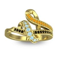 Aquamarine Fashion Ring In 14k Yellow Gold With Citrine And Black Onyx – Jatila Simple Ring