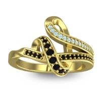 Black Onyx Fashion Ring In 14k Yellow Gold With Aquamarine – Jatila Simple Ring
