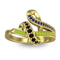 Black Onyx Fashion Ring In 14k Yellow Gold With Blue Sapphire And Peridot – Jatila Simple Ring