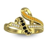 Black Onyx Fashion Ring In 14k Yellow Gold With Citrine And Lab Diamond – Jatila Simple Ring