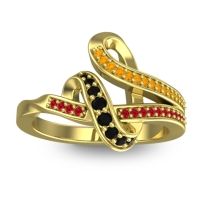 Black Onyx Fashion Ring In 14k Yellow Gold With Citrine And Ruby – Jatila Simple Ring