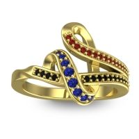 Blue Sapphire Fashion Ring In 14k Yellow Gold With Garnet And Black Onyx – Jatila Simple Ring