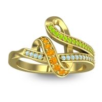 Citrine Fashion Ring In 14k Yellow Gold With Peridot And Aquamarine – Jatila Simple Ring