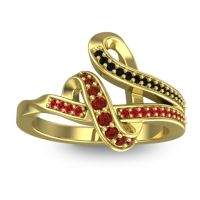 Garnet Fashion Ring In 14k Yellow Gold With Black Onyx And Ruby – Jatila Simple Ring